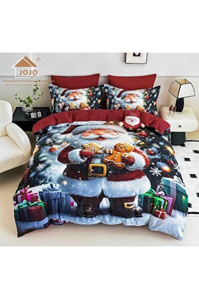 MHR Christmas Bedding Set 5D Print, Double Bed, 6 Pieces (Fitted Sheet 180x200cm, Duvet Cover 200x230cm,