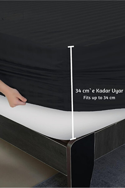 VESSİNOHOME Calmia Series Single Striped Satin Fitted Sheet - Soft, Shiny, Non-Slip Premium Fabric