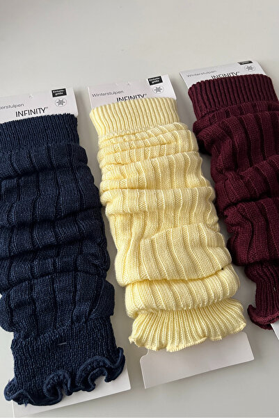 Hakan Collezione 3-Piece Burgundy & Yellow & Navy Blue Set Women's Premium Thick Aerobics Long Leggings Boot Socks