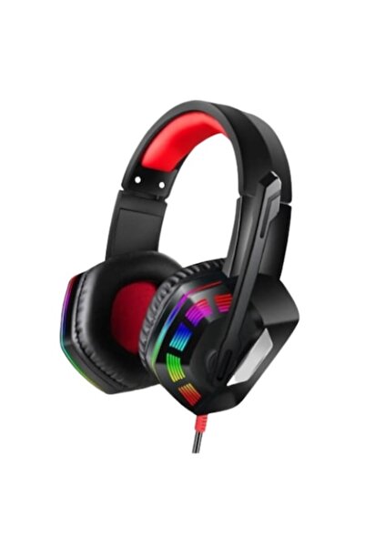 AOAS Gaming Headset, Illuminated, Microphone, USB & Jack, 2.2m Cable, Black