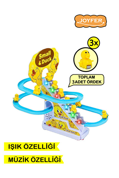 Joyfer 3 ÖRDEKLİ Small Duck Ördek Oyunu Merdivenden Çıkıp Kaydıraktan Kayan Yavru Ördekler Işıklı Müzikli
