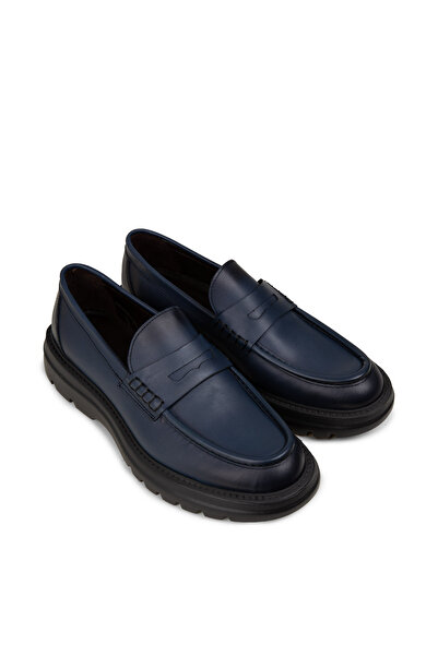 Deery Men's Blue Genuine Leather Loafers