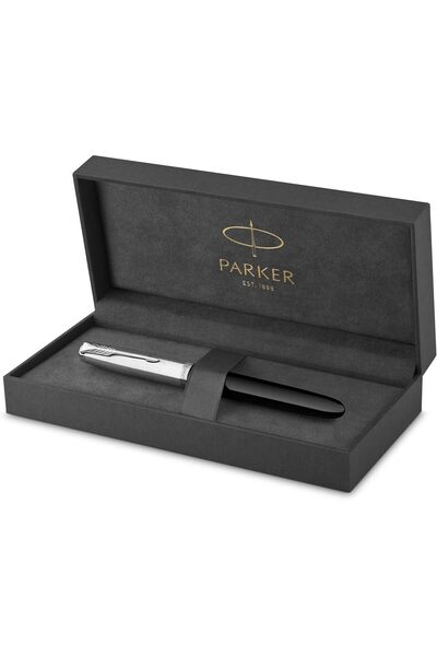 Parker Parker 9861 51 Black Barrel Fountain Pen with Chrome Trim, Medium Tip, Cartridge