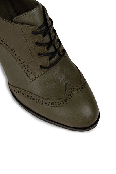 Deery Women's Genuine Leather Green Casual Heeled Shoes