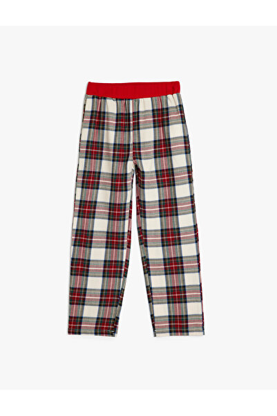 Koton Beli Lastikli Pamuklu Ekoseli Pijama Altı