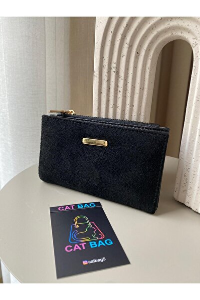 ÇANTA Cat Bag Siyah Nubuk Cüzdan