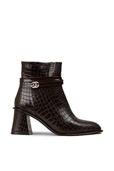 Deery Women's Brown Crocodile Pattern Boots