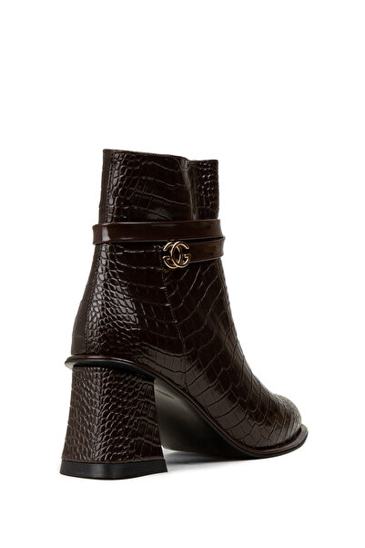 Deery Women's Brown Crocodile Pattern Boots