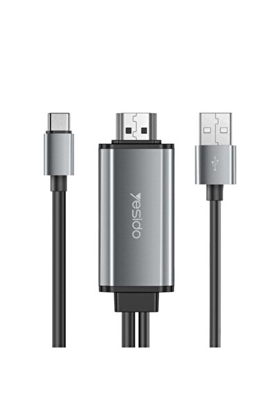 Lito Type-C to HDMI Video Cable, USB, 4K@30Hz, 1.8m, Silicon Flex (Yesido HM02, R47, Deep Dark)