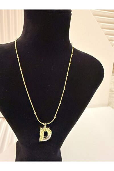 AKSESUARIM Steel, with Stylish Chain Detail, Two-Tone, Design Letter Necklace