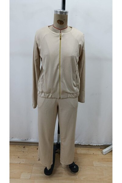 JANES Women's Long Sleeve Front Zipper Modal Jacket and Pants Two-Piece Set