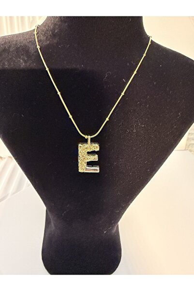 AKSESUARIM Steel, with Stylish Chain Detail, Two-Tone, Design Letter Necklace
