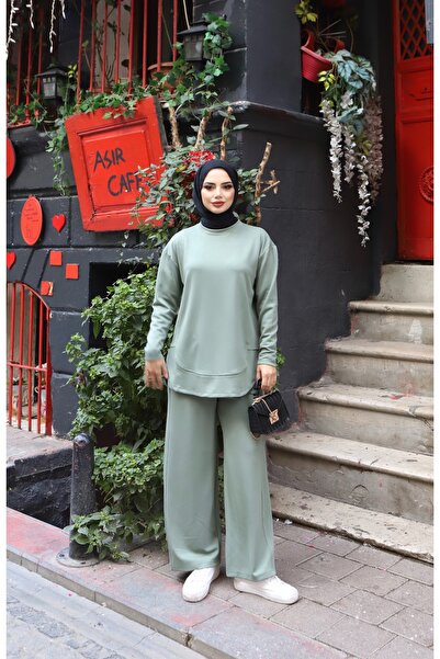 NİSUM MODA Oval Cut Modal Pants Suit