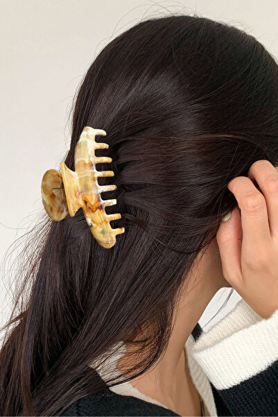 Stone Family مشبك شعر بنمط عظمي بلون كريمي - تصميم متين وأنيق