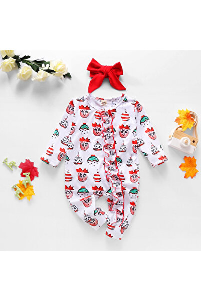 Superbaby Salopetă albă cu imprimeu cu globuri