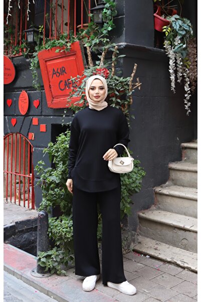 NİSUM MODA Oval Cut Modal Pants Suit