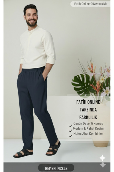 Fatih Online Hacı ve Umre İçin Günlükte Şık Kesim Rahat Kalıp Erkek Şalvar Pa...