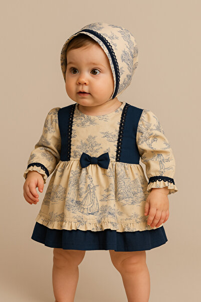 La reina petite فستان سكري بطبعة توال مع قبعة من لارينا بتيت