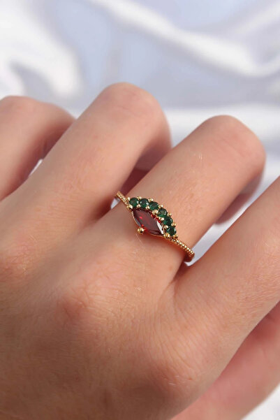HarmonyAura Brass Gold Color Colorful Zircon Stone Adjustable Watermelon Model Ring