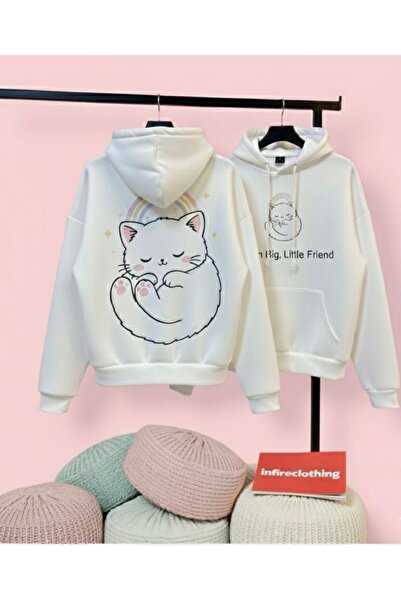 Infire clothing Unisex Oversized Long Sleeve Cat Printed Hoodie