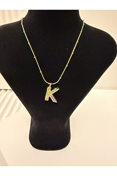 AKSESUARIM Steel, with Stylish Chain Detail, Two-Tone, Design Letter Necklace