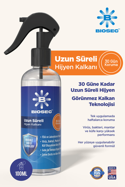 BIOSEC.TR BIOSEC™ Uzun Süreli Hijyen Kalkanı, FDA ve EPA Onaylı, 100ml Sprey,...