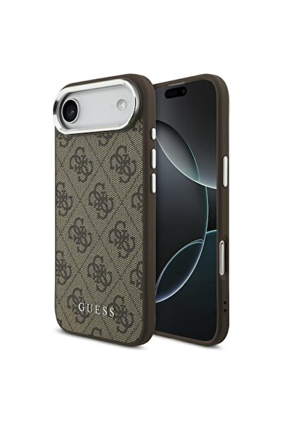 Guess High-Protection Case for iPhone 17 Air, Hardcase 4G Classic Logo MagSafe, Vegan Leather, Intense Bro