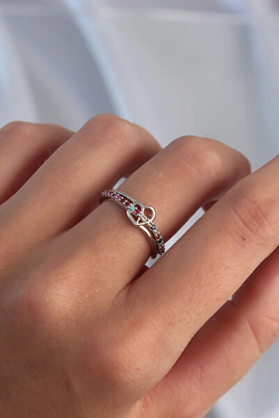 HarmonyAura Brass Silver Color Colored Zircon Stone Adjustable Ring