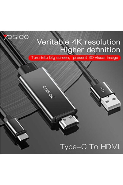 Lito Type-C to HDMI Video Cable USB 4K@30Hz 1.8m Yesido HM03 (Deep Dark)
