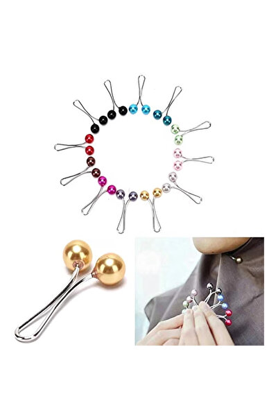 FASHIONEEDA 12 قطعة من مشابك وشاح وشال اللؤلؤ متعددة الألوان، دبابيس حجاب