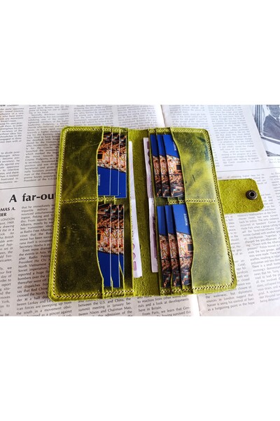 Mahfuz Cutting to Stitching Fully Handcrafted Real Leather Wallet 12 Cards 2 Compartments Space (19.4Cm*8.5Cm) Ll3