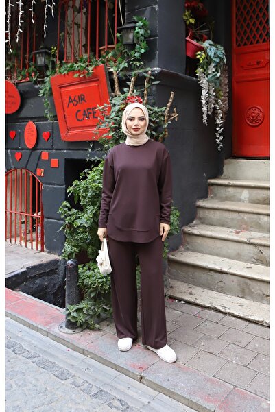 NİSUM MODA Oval Cut Modal Pants Suit