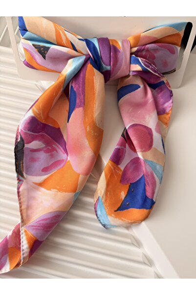 AKSESUARIM Stylish Scarf with Colorful Patterns, Size 70X70