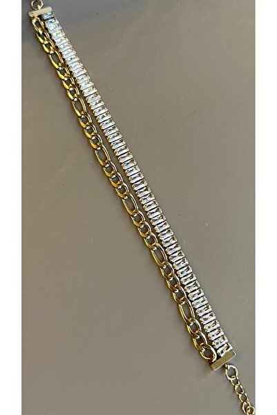 Meis Concept Baguette stone chain bracelet - gold