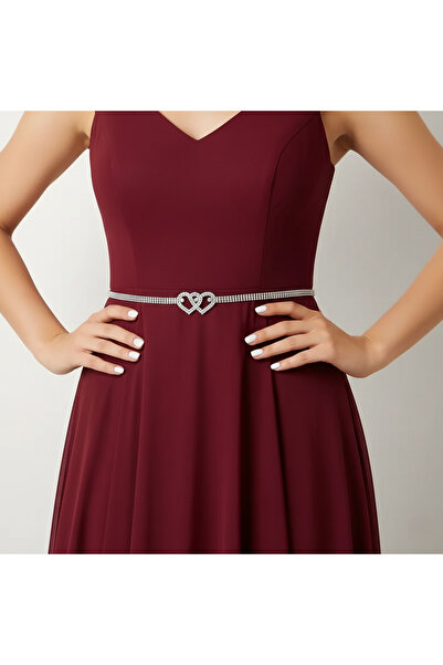 Estilo Lingerie Heart Figured Water Way Silver Plated Belt, Evening Dress Belt (with Adjustable Chain)