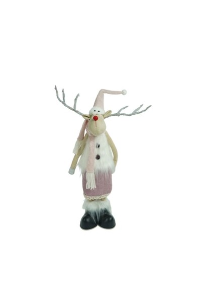 Danex Christmas reindeer ornament with telescopic legs, Danex, pink/white, textile, 72 cm