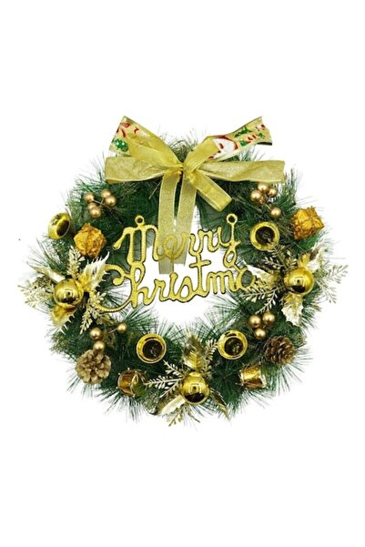 Danex Coroană de Crăciun pentru ușă, Verde/Auriu, 40 cm, PVC, artificială, de...