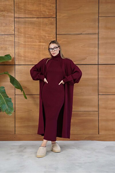 REDMİNA fashion Winter Elegance: Knitwear Dress and Cardigan Set