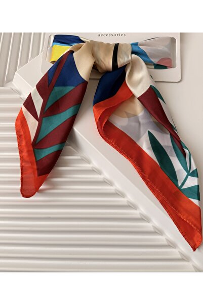 AKSESUARIM Stylish Scarf with Colorful Patterns, Size 70X70