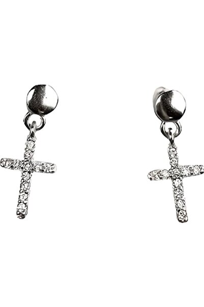 Danex 925 Silver Cross Earrings with Stones
