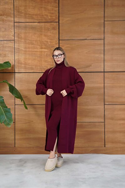 REDMİNA fashion Winter Elegance: Knitwear Dress and Cardigan Set