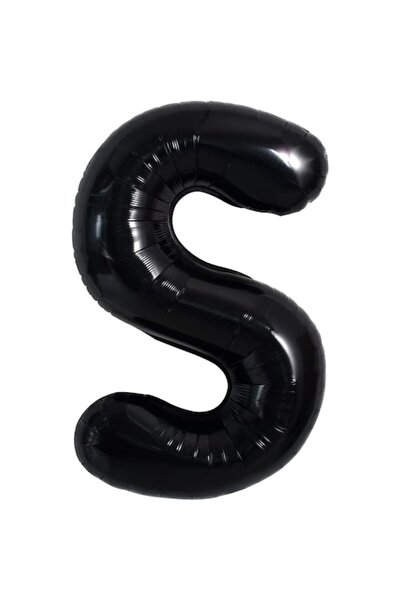 Danex Metallic Foil Balloon Letter S, Danex, 40 cm, Helium or Air, Individual Pack, Straw Included, Black
