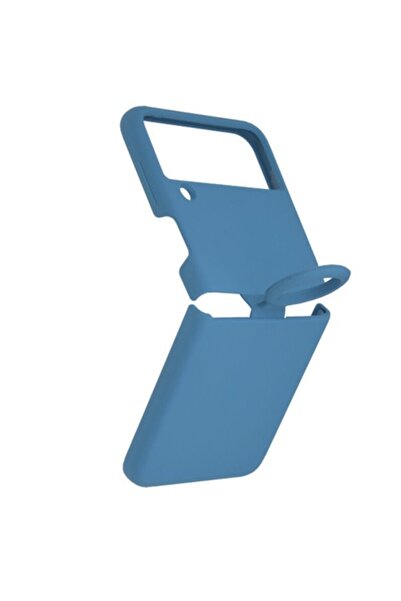 Bibilel Carcasă rigidă din silicon Soft Edge cu inel de silicon pentru Samsung Galaxy Z Flip 3 5G, Albastru Mat