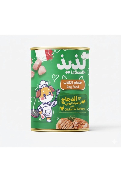 Farmann طعام رطب للكلاب البالغة بنكوة الدجاج والديك Latheeth الرومي مع قطع - 405 جم - عبوة من 24 قطعة