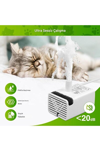 Aryuper jy-830 Kedi ve Köpek Su Pınarı için Led Işıklı Su Pompası - Sadece Pompa