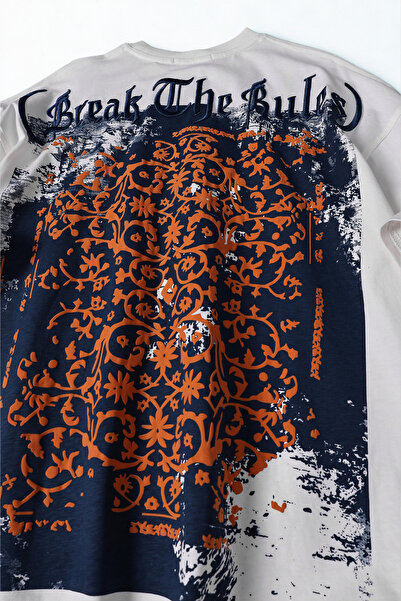 A&O Style Ανδρικό μπλουζάκι Break The Rules με ανάγλυφο λαιμόκοψη με τύπωμα με κέντημα oversized