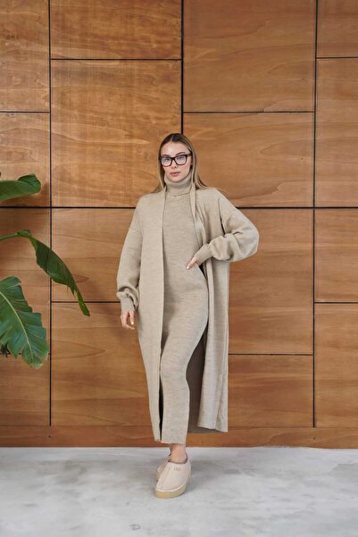 REDMİNA fashion Winter Elegance: Knitwear Dress and Cardigan Set