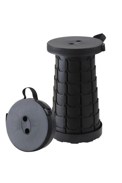 Danex Telescopic Folding Camping Stool, Portable, Supports 150 kg, 25 cm, 45 cm, Black