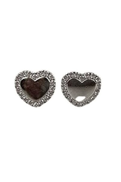 Danex 925 Silver Earrings Heart Outlined with Zircons