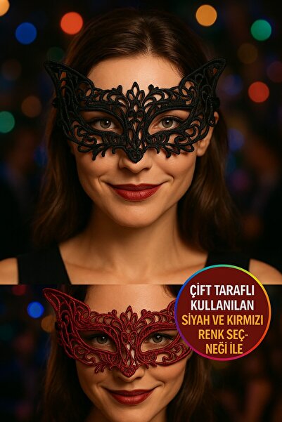 TOYFEST Double-Sided Lace Black Red Mask Women's Party Accessory Stylish and Elegant Design Model - 10